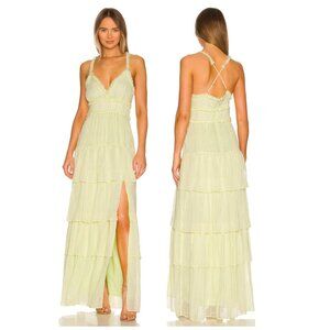 NWT Likely Athena Maxi Dress Size 4 Lime Green Metallic